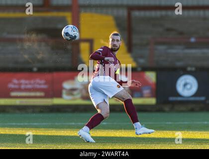 Stenhousemuir, Écosse. 06 janvier 2024. Gregor Buchanan (4 - Stenhousemuir) crédit : Raymond Davies / Alamy Live News Banque D'Images