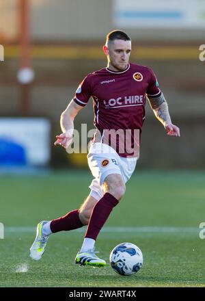 Stenhousemuir, Écosse. 06 janvier 2024. Ross Meechan (2 - Stenhousemuir) crédit : Raymond Davies / Alamy Live News Banque D'Images