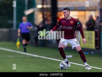 Stenhousemuir, Écosse. 06 janvier 2024. Adam Brown (11 - Stenhousemuir) crédit : Raymond Davies / Alamy Live News Banque D'Images