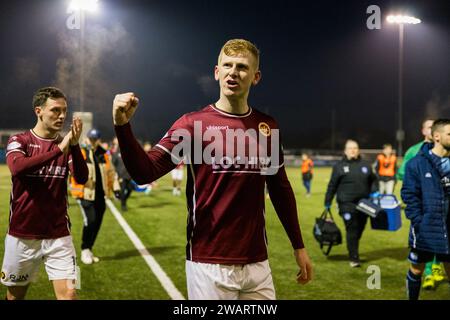 Stenhousemuir, Écosse. 06 janvier 2024. Le buteur Nicky Jamieson (5 - Stenhousemuir) crédit : Raymond Davies / Alamy Live News Banque D'Images