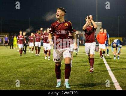 Stenhousemuir, Écosse. 06 janvier 2024. Matty Yates (10 - Stenhousemuir) à temps plein crédit : Raymond Davies / Alamy Live News Banque D'Images