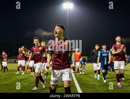 Stenhousemuir, Écosse. 06 janvier 2024. Matty Yates (10 - Stenhousemuir) à temps plein crédit : Raymond Davies / Alamy Live News Banque D'Images