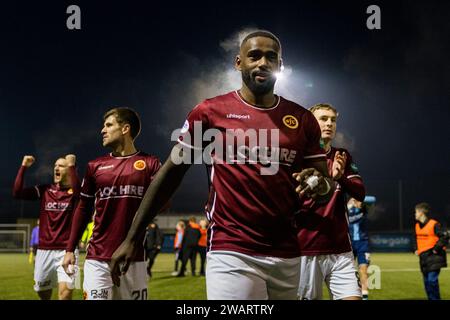 Stenhousemuir, Écosse. 06 janvier 2024. NAT Wedderburn (6 - Stenhousemuir) à temps plein crédit : Raymond Davies / Alamy Live News Banque D'Images