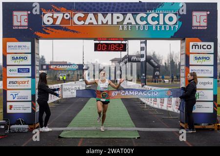 1580 VITTORE SIMONE BORROMINI, 1e Classified Juniores hommes International, Campaccio World Athletics Gold level Cross pendant 67Â° Campacco World Cross Country, match international d'athlétisme à San Giorgio su Legnano (MI), Italie, janvier 06 2024 Banque D'Images