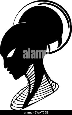 silhouette de dessin de contour noir simple alien, logo, conception Banque D'Images