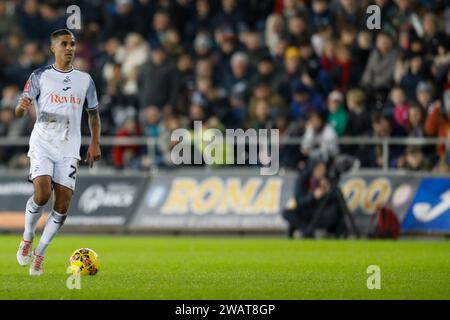 Swansea, Royaume-Uni. 06 janvier 2024. Kyle Naughton de Swansea City Emirates FA Cup, match de 3e tour, Swansea City contre Morecambe au stade Swansea.com à Swansea, pays de Galles, le samedi 6 janvier 2024. Cette image ne peut être utilisée qu'à des fins éditoriales. À usage éditorial uniquement, photo de crédit : Andrew Orchard photographie sportive/Alamy Live News Banque D'Images