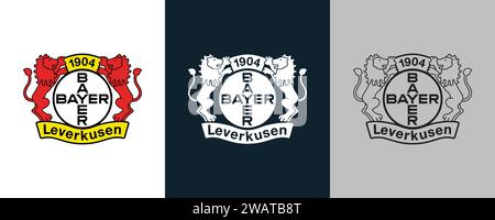 Bayer 04 Leverkusen couleur Noir et blanc 3 style logo Club de football professionnel allemand, Illustration vectorielle Abstract image modifiable Illustration de Vecteur