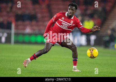 Middlesbrough le samedi 6 janvier 2024. Alex Bangura de Middlesbrough lors du match du troisième tour de la FA Cup entre Middlesbrough et Aston Villa au Riverside Stadium, Middlesbrough le samedi 6 janvier 2024. (Photo : Trevor Wilkinson | MI News) crédit : MI News & Sport / Alamy Live News Banque D'Images