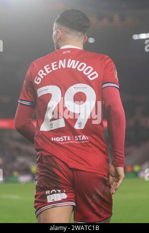 Middlesbrough le samedi 6 janvier 2024. Sam Greenwood de Middlesbrough lors du match du troisième tour de la FA Cup entre Middlesbrough et Aston Villa au Riverside Stadium, Middlesbrough le samedi 6 janvier 2024. (Photo : Trevor Wilkinson | MI News) crédit : MI News & Sport / Alamy Live News Banque D'Images