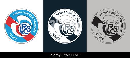 Racing Club de Strasbourg Alsace FC couleur Noir et blanc 3 style logo France club de football professionnel, Illustration vectorielle image modifiable abstraite Illustration de Vecteur