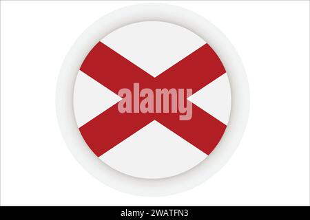 Drapeau haut détaillé de l'Alabama. Drapeau de l'État de l'Alabama, drapeau national de l'Alabama Drapeau de l'État Alabama. ÉTATS-UNIS. Amérique. Illustration de Vecteur