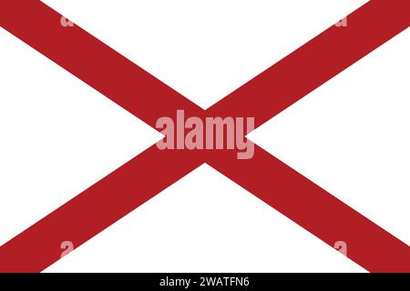 Drapeau haut détaillé de l'Alabama. Drapeau de l'État de l'Alabama, drapeau national de l'Alabama Drapeau de l'État Alabama. ÉTATS-UNIS. Amérique. Illustration de Vecteur