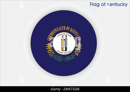 Drapeau détaillé élevé du Kentucky. Drapeau de l'État du Kentucky, drapeau national du Kentucky. Drapeau de l'état Kentucky. ÉTATS-UNIS. Amérique. Illustration de Vecteur