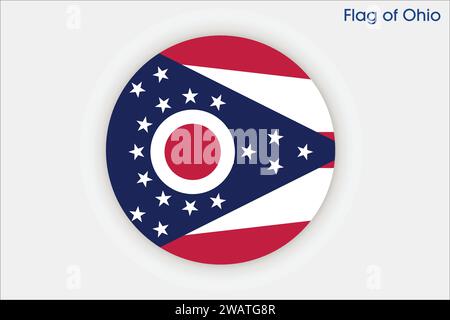 Drapeau détaillé élevé de l'Ohio. Drapeau de l'État de l'Ohio, drapeau national de l'Ohio. Drapeau de l'état Ohio. ÉTATS-UNIS. Amérique. Illustration de Vecteur