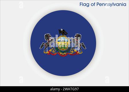 Drapeau détaillé élevé de Pennsylvanie. Drapeau de l'État de Pennsylvanie, drapeau national de Pennsylvanie. Drapeau de l'état Pennsylvanie. ÉTATS-UNIS. Amérique. Illustration de Vecteur