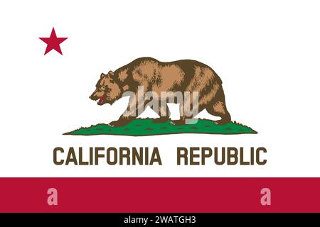 Drapeau détaillé élevé de Californie. Drapeau de l'État de Californie, drapeau national de Californie. Drapeau de l'état Californie. ÉTATS-UNIS. Amérique. Banque D'Images