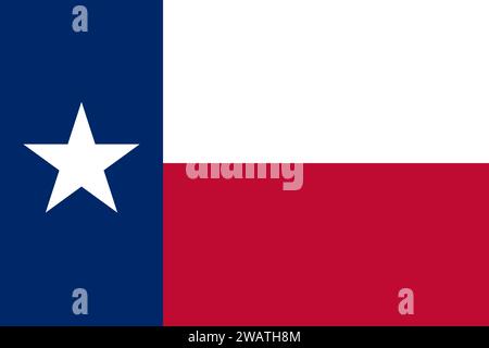 Drapeau détaillé élevé du Texas. Drapeau de l'État du Texas, drapeau national du Texas. Drapeau de l'état Texas. ÉTATS-UNIS. Amérique. Banque D'Images