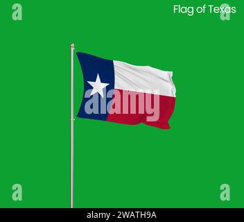 Drapeau détaillé élevé du Texas. Drapeau de l'État du Texas, drapeau national du Texas. Drapeau de l'état Texas. ÉTATS-UNIS. Amérique. Banque D'Images