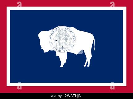 Drapeau détaillé élevé du Wyoming. Drapeau de l'État du Wyoming, drapeau national du Wyoming. Drapeau de l'état Wyoming. ÉTATS-UNIS. Amérique. Banque D'Images