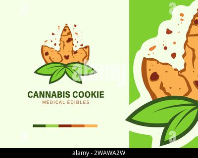 logo moderne de boulangerie biscuits de cannabis Illustration de Vecteur