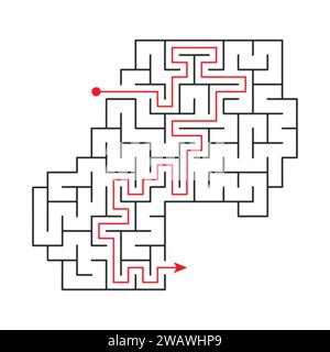 Jeu éducatif pour enfants trouver le bon chemin. Le labyrinthe est un puzzle. Illustration vectorielle en noir et blanc. Livre de coloriage. Illustration de Vecteur