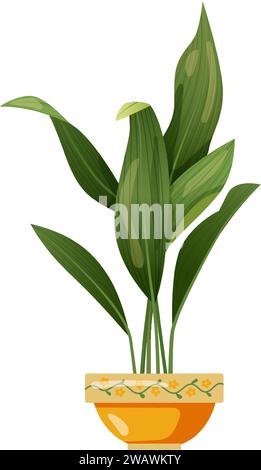 Plante d'intérieur poussant dans des pots. Belles décorations pour la maison, plantes isolées sur fond blanc. Illustration plate de dessin animé. Illustration de Vecteur