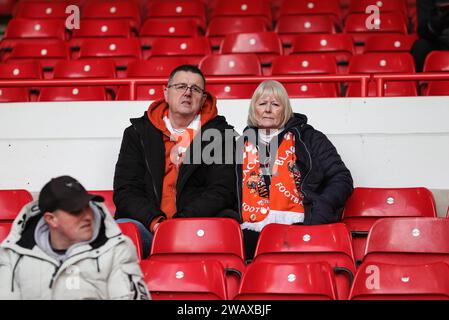 Nottingham, Royaume-Uni. 07 janvier 2024. Les fans de Blackpool arrivent lors du match du troisième tour de la coupe FA Emirates Nottingham Forest vs Blackpool à City Ground, Nottingham, Royaume-Uni, le 7 janvier 2024 (photo de Mark Cosgrove/News Images) crédit : News Images LTD/Alamy Live News Banque D'Images