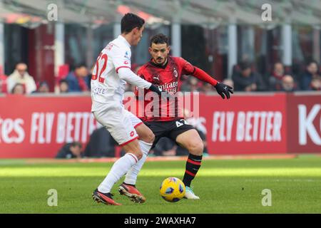 17 décembre 2023 Milan - Italie - sport, football - Milan vs Monza Championnat d'Italie 2023/2024 - Stade G. Meazza - dans l'image : Alessandro flore Banque D'Images