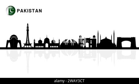 Skyline du pakistan, paysage urbain du Pakistan, silhouette vectorielle des bâtiments de gratte-ciel du Pakistan. illustrateur vectoriel. Illustration de Vecteur