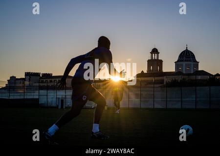 Benidorm, Espagne. 07 janvier 2024. Le joueur de Genk photographié lors d'une séance d'entraînement au camp d'entraînement d'hiver de l'équipe belge de football KRC Genk, à Benidorm, Espagne, dimanche 07 janvier 2024. BELGA PHOTO JASPER JACOBS crédit : Belga News Agency/Alamy Live News Banque D'Images