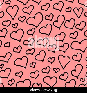 Motif coeurs mignon. Fond transparent de vecteur pour Saint Valentin, mariage, date. Les coeurs dessinés à la main répètent l'illustration. Doodle symboles d'amour Illustration de Vecteur