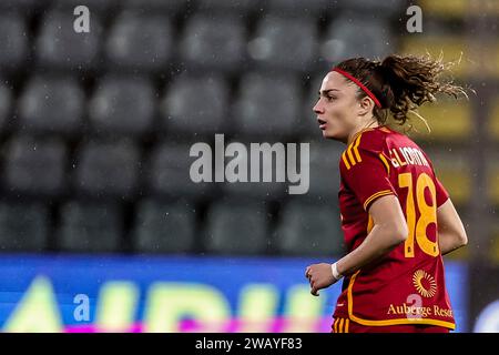 Benedetta Glionna (Roma Women) lors du match de Supercup italienne féminine 'Serie A' entre Roma Women 1-2 Juventus Women au Stade Giovanni Zini le 7 janvier 2023 à Crémone Italie. Crédit : Maurizio Borsari/AFLO/Alamy Live News Banque D'Images