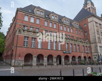 Rathausturm Kiel (mairie de Kiel) et Rathausplatz (place), Kiel, Schleswig-Holstein, Allemagne. Banque D'Images