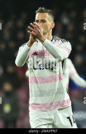 Salerne, Italie, 01 janvier 2024 Arkadiusz Milik de la Juventus FC gesticule lors de la Serie A Macth entre l'US Salernitana 1919 et la Juventus FC Credit : Agostino Gemito/ Alamy Live News Banque D'Images