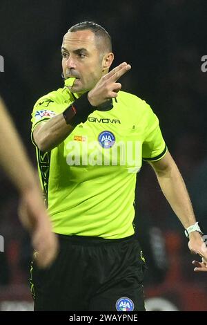 Salerne, Italie, 01 janvier , 2024 l'arbitre du match Guida gesticule lors de la Serie A Macth entre l'US Salernitana 1919 vs Juventus FC Credit : Agostino Gemito / Alamy Live News Banque D'Images