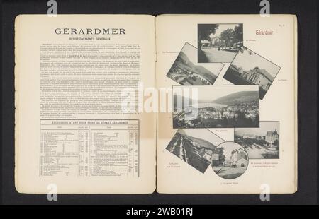 Sept images de Gérardmer, A. Thiriat, c. 1888 - en ou avant 1898 tirages photomécaniques numéros 1 à 7 : le kiosque, le camp avec caserne, le casino, un paysage urbain, le casino et la route principale, une scène de rue et le boulevard Adolphe Garnier avec le Grand Hôtel du Lac. Casino collotype papier Gérardmer. avenue, boulevard dans le village. Vue ville, et paysage avec constructions artificielles Gérardmer Banque D'Images