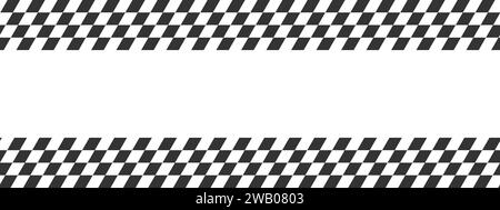 Drapeaux de course ou fond de damier. Jeu d'échecs ou fond d'écran de compétition de voiture de sport de rallye. Motif de carrés noirs et blancs inclinés. Bannière avec Illustration de Vecteur