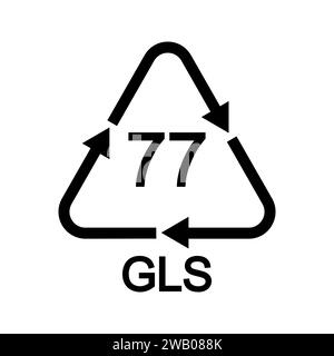 Panneau de recyclage du verre mélangé au cuivre, de forme triangulaire avec flèches. Icône réutilisable 77 GLS isolée sur fond blanc. Protection de l'environnement Illustration de Vecteur