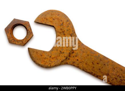 Clé et boulon rouillés Banque D'Images