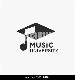 Chapeau de graduation de modèle de vecteur d'icône de logo de note musicale sur fond blanc Illustration de Vecteur