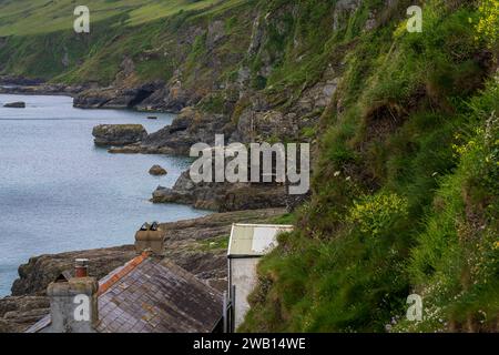 Hallsands, Devon, Angleterre, Royaume-Uni - 26 mai 2022 : le village de pêcheurs abandonné, a partiellement balayé dans la mer Banque D'Images