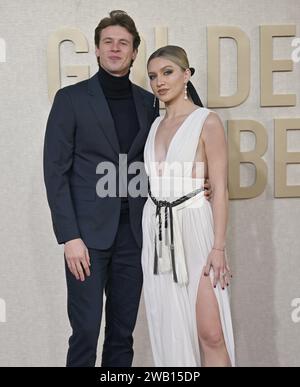 Beverly Hills, États-Unis. 07 janvier 2024. (G-D) Josh Brubaker et Anna Sitar arrivent pour la 81e édition des Golden Globe Awards au Beverly Hilton de Beverly Hills, Californie, le dimanche 7 janvier 2024. Photo de Chris Chew/UPI crédit : UPI/Alamy Live News Banque D'Images