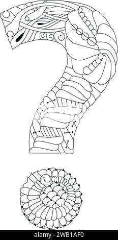 Lettre stylisée Zentangle - point d'interrogation pour la coloration. Illustration vectorielle. Modèle ethnique Illustration de Vecteur