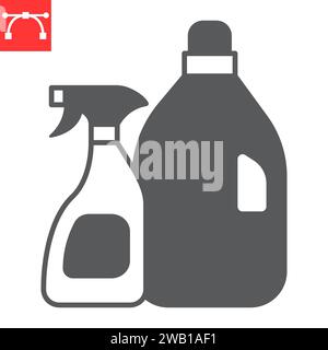 Icône de glyphe de produits de nettoyage, épicerie et produit chimique ménager, icône vectorielle de gel de lavage, graphiques vectoriels, signe solide de trait modifiable, eps 10. Illustration de Vecteur