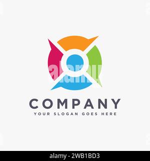 Groupe personnes et modèle de vecteur d'icône de logo de discussion de bulle sur fond blanc Illustration de Vecteur