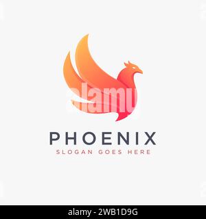 Modèle de vecteur d'icône de logo phoenix brave géométrique moderne sur fond blanc Illustration de Vecteur