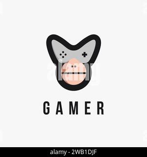 Logo chimp gamer, joystick singe logo logo modèle de vecteur d'icône sur fond blanc Illustration de Vecteur