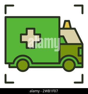 Concept de vecteur de véhicule d'ambulance militaire icône colorée ou élément de conception Illustration de Vecteur