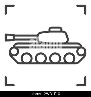 Icône ou signe de concept de vecteur de char militaire dans le style de ligne mince Illustration de Vecteur