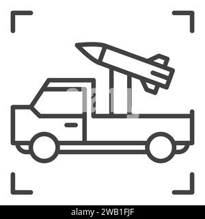 Icône ou symbole de ligne mince de concept de camion de fusée Illustration de Vecteur